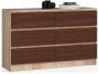 Chest of drawers NORE K120 with 6 drawers, oak/dark brown