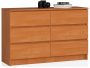 Chest of drawers NORE K120 with 6 drawers, brown