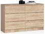 Chest of drawers NORE K120 with 6 drawers, oak color
