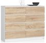 Комод K120, 8 ящиков, белый и коричневый, 120 × 99 × 40 см