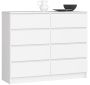 Комод K120, 8 ящиков, Белый, 120 × 99 × 40 см