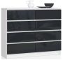 Chest of drawers NORE K120 with 8 drawers, white/dark grey