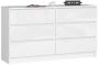 Комод K140, 6 ящиков, Белый, 138 × 77 × 40 см