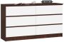Chest of drawers NORE K140 with 6 drawers, dark brown/white