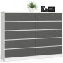 Chest of drawers K160, 10 drawers, white/grey, 160 × 121 × 40 cm