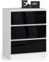 Chest of drawers NORE K60 with 3 drawers, glossy black