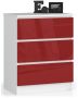 Chest of drawers NORE K60 with 3 drawers, red