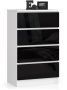 Chest of drawers K60, 4 drawers, white/black, 60 × 99 × 40 cm