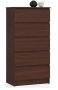 Chest of drawers NORE K60 with 5 drawers, dark brown