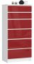 Chest of drawers NORE K60 with 6 drawers, glossy white/red