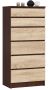 Chest of drawers NORE K60 with 6 drawers, dark brown/oak color