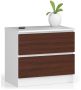 Chest of drawers NORE K60 with 2 drawers, dark brown/white