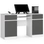 Computer desk A5, 2 drawers, white/grey, 135 × 77 × 50 cm
