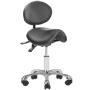 Косметическая табуретка ActiveShop 1025, со спинкой и колёсами, Чёрная