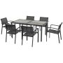 Outdoor furniture set, 1 table and 6 chairs, 150 × 87 × 72 cm