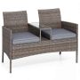 Lauko baldų komplektas, sofa su stalu, 62 × 124 × 84 cm