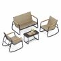 Lauko baldų komplektas SONGMICS GGF0028B01, 2 supamosios kėdės ir stalas, Ruda