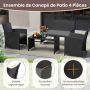Lauko baldų komplektas, su dviviete sofa ir 2 foteliais, Pilkas