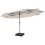Lauko skėtis, dvigubas su 48 LED lemputėmis, Smėlio, 470 × 280 × 251 cm