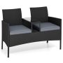 Lauko sofa, 2 vietų su staliuku, Juoda, 126 × 84 × 62 cm