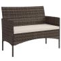 Lauko sofa, dvivietė, Chaki ir ruda, 115 × 85 × 63 cm