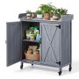 Outdoor planter bench-table VEVOR DS-PB011, 1 cabinet, 3 tiers, 4 casters, Gray, 91.5 × 40.5 × 101.5 cm