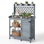 Outdoor planter bench-table VEVOR DS-PB013, 1 cabinet, 3 shelf levels, Grey, 110 × 46 × 147 cm