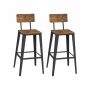 Bar stool set with backrests, 2 pcs., brown/black