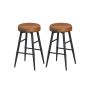 Set of 2 bar stools 49.5x49.5x63cm., black/brown