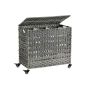 Hand-woven laundry basket with 3 compartments