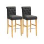 Set of 2 bar stools with grey backrest