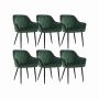 Dining chair set 6 pcs, green