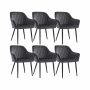 Set of 6 dining chairs with metal legs, grey