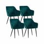Dining chair set Velvet, dark green, straight lines