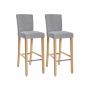 Set of 2 bar stools with backrest, grey