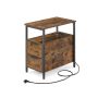 Side table with charging station 60x35x61cm., black/brown