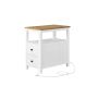 Side table with charging station 60x35x60cm., white/light brown