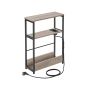 Side table with charging station 18x45x58cm., light brown/black