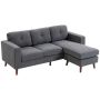 L formos kampinė sofa su dvipusiu šezlongu, tamsiai pilka, 192x137x84 cm