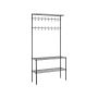 Outerwear rack with shoe shelf, adjustable, black