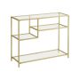Glass-top console table, gold color