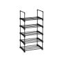 Metal shoe cabinet, 5 compartments, black