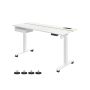 Height-adjustable electric desk 60 x 140 cm with sockets and USB ports, white