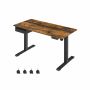 Height-adjustable electric desk 60 x 140 cm with sockets and USB ports, brown - black