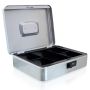 Metal money box Bituxx, 5 slots, gray, 30 × 24 × 9 cm