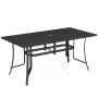 Metalinis lauko valgomojo stalas, iki 6 žmonių, Juodas, 63 × 33 × 29 col