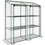 Mini greenhouse, 3 tiers, 6 shelves, 143 × 46 × 141/151 cm