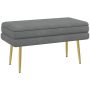 Soft bench with storage box Homcom 79.5x37.5x43cm., dark gray/gold color