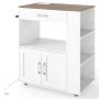 Mobilus virtuvės vežimėlis, su stalčiumi ir spintele, Baltas, 75 × 46 × 90,5 cm