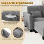 Modulinė U formos sofa su USB ir C tipo įkrovimo prievadais, 280 cm, pilka, su dviem pufais